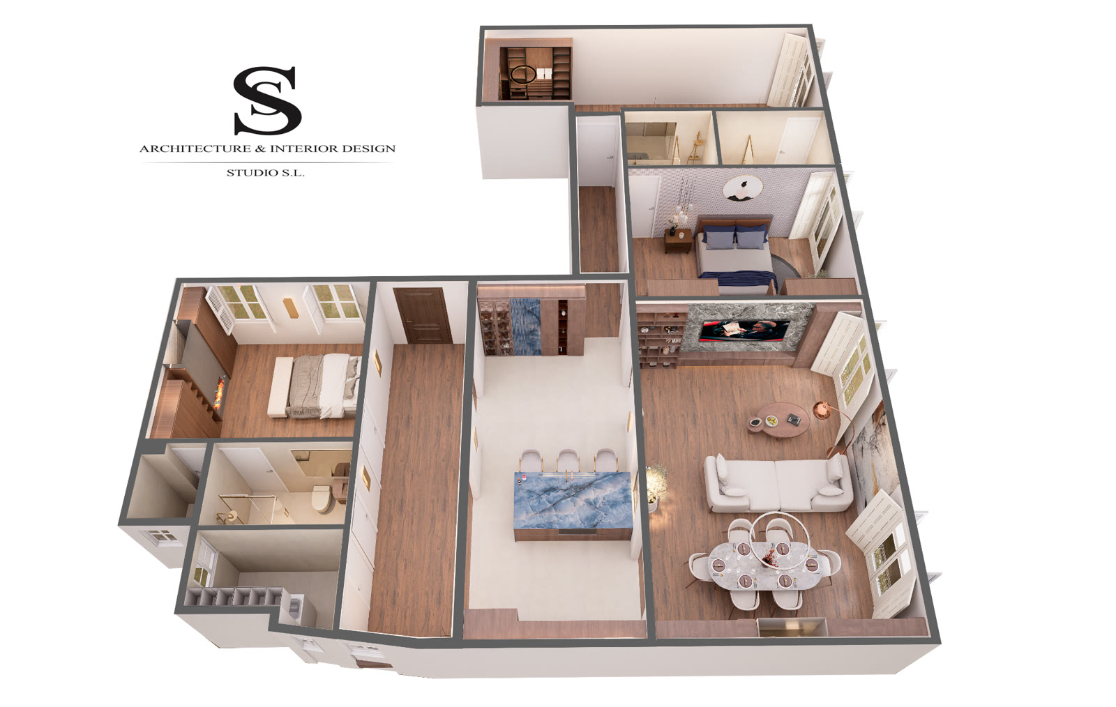 3D view of the furnished home