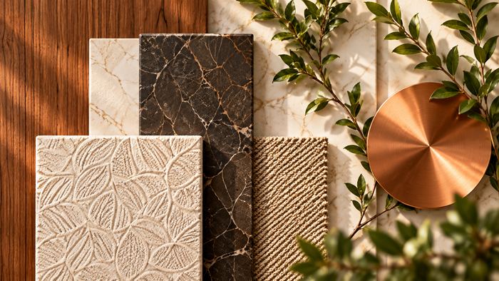 Interior design proposal with real materials and finishes