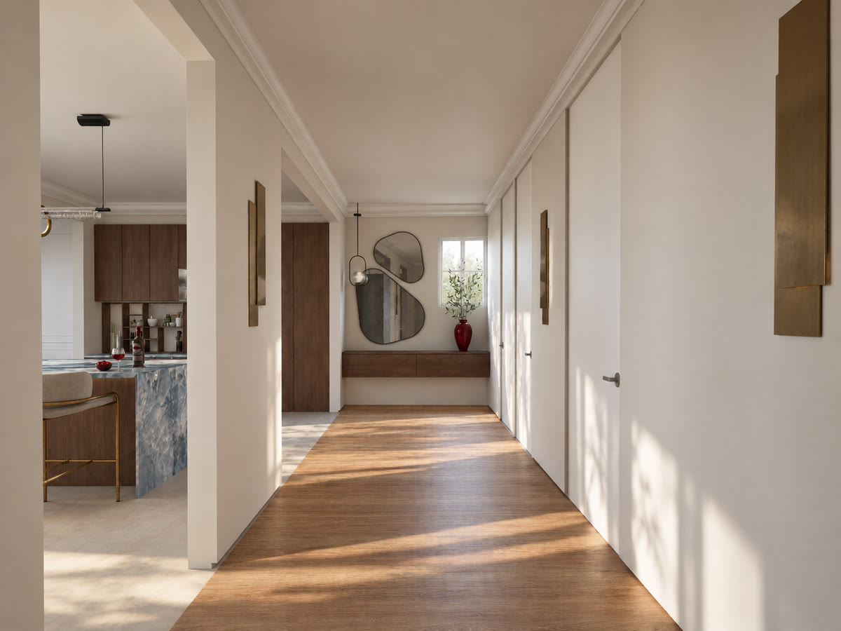Render: Hall and corridor